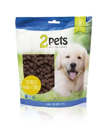 2PETS DOGSNACK OSTRICH/STRUTS MINICUBES 400G