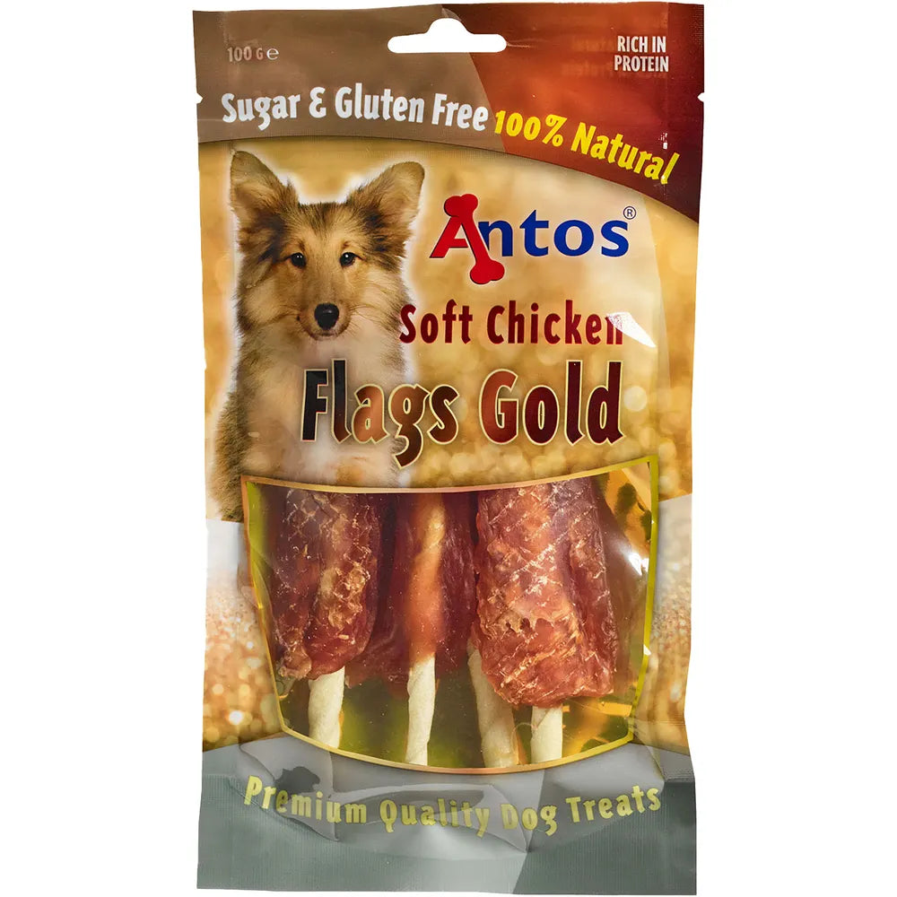 ANTOS HUNDSNACKS SOFT CHICKEN FLAGS GOLD 20X 100G