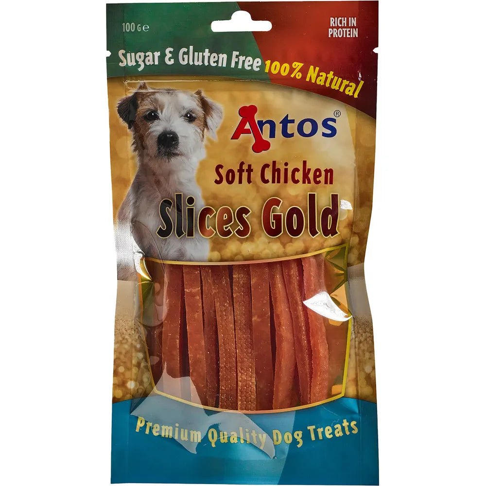 ANTOS HUNDSNACKS SOFT CHICKEN SLICES GOLD 20X 100G