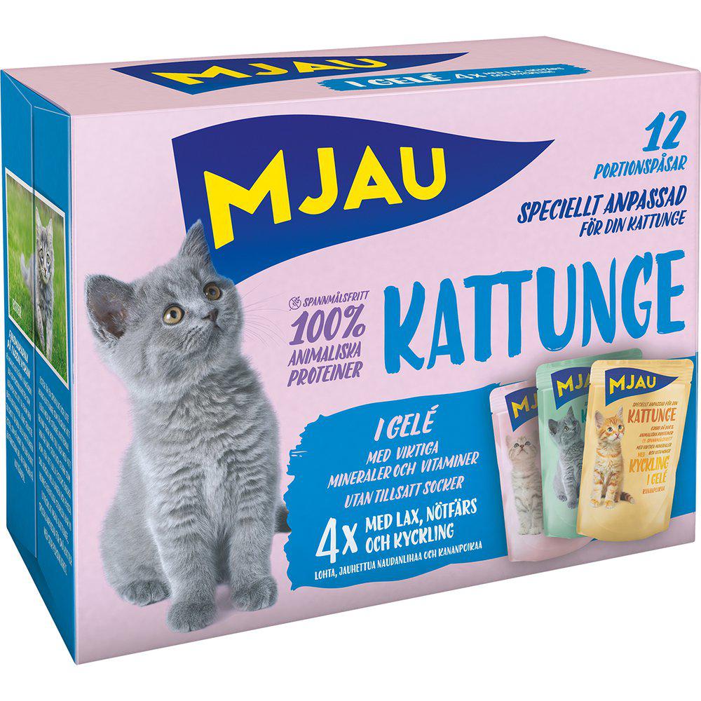 MJAU POUCH MULTIPACK KATTUNGE LAX, NÖT,KYCKLING 12 PACK