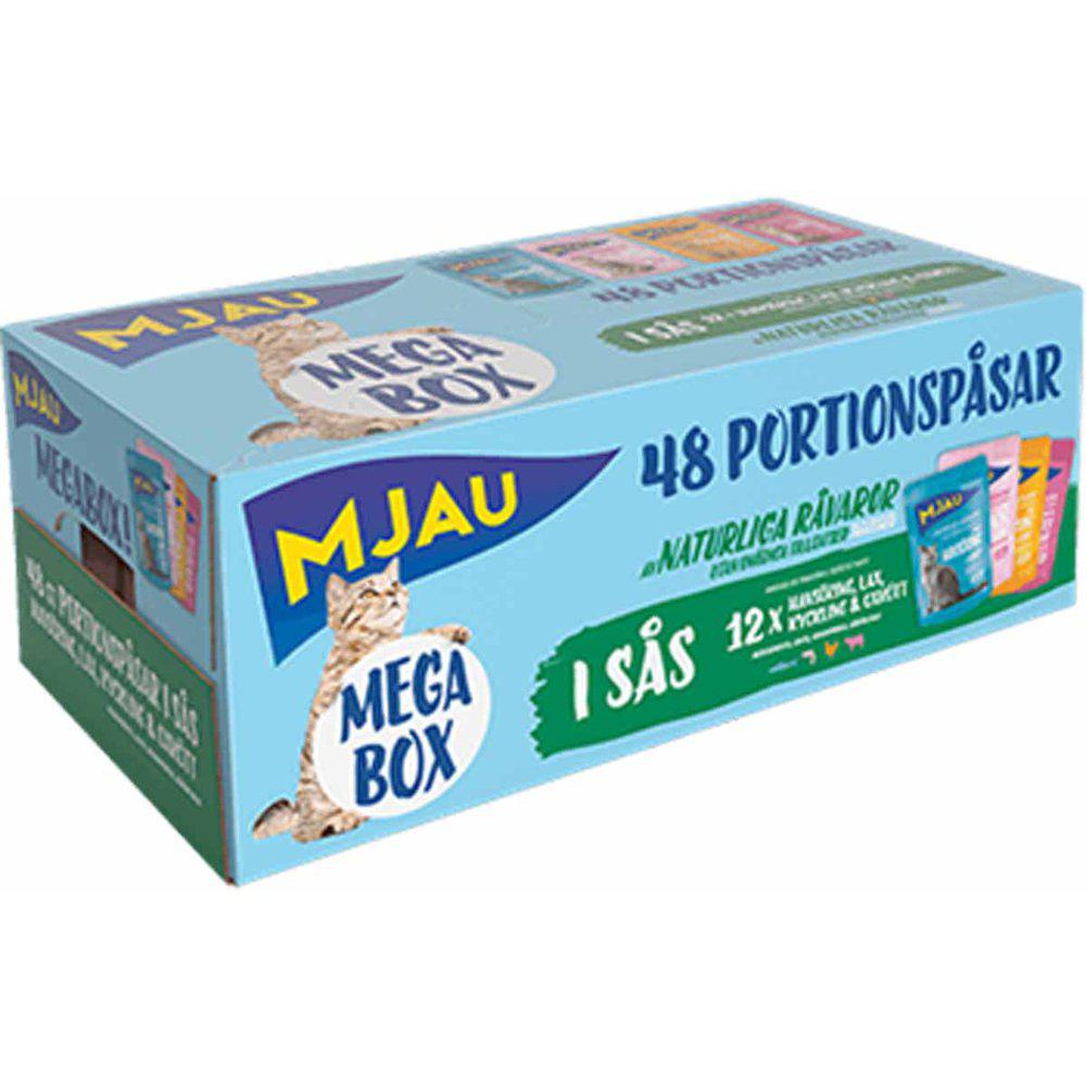 MJAU POUCH MEGABOX KÖTT O FISK I SÅS 48 PACK
