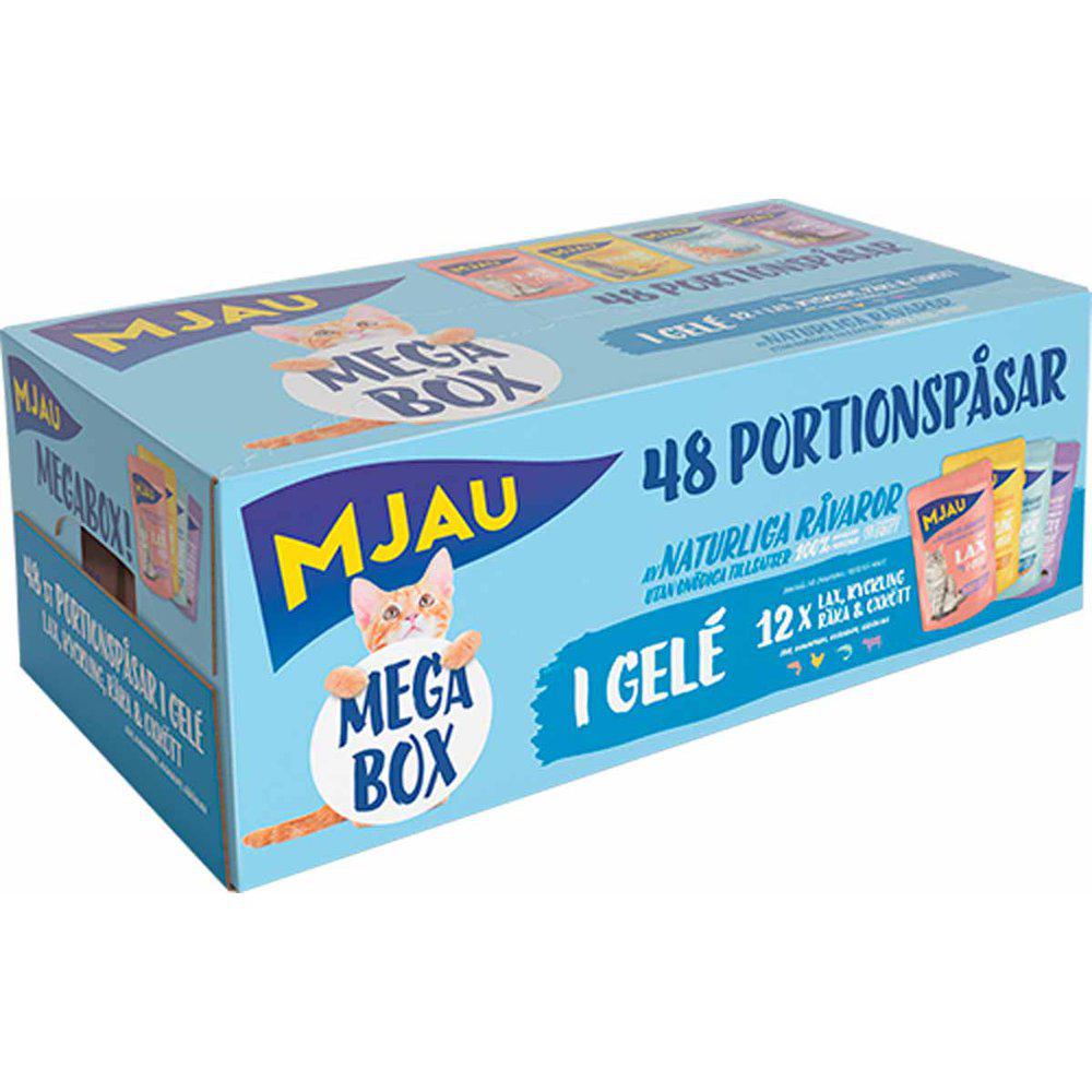 MJAU POUCH MEGABOX KÖTT O FISK I GELÈ 48 PACK