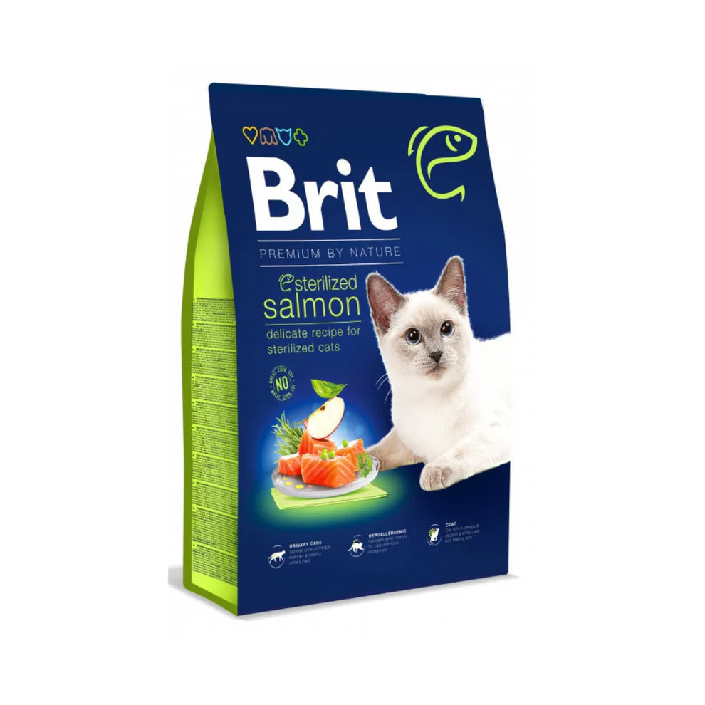 BRIT PBN KATT STERILIZED LAX 8KG