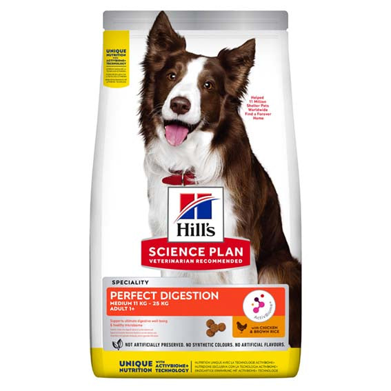 HILLS CANINE ADULT PERFECT DIGESTION MED CHICKEN & BR-RICE